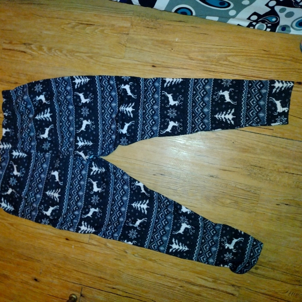 Reindeer print fleece leggings